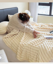 Soft Wind Bubble Velvet Blanket Warm Solid Rabbit Fur Blankets Double-sided