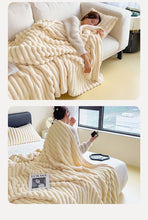 Soft Wind Bubble Velvet Blanket Warm Solid Rabbit Fur Blankets Double-sided