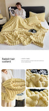 Soft Wind Bubble Velvet Blanket Warm Solid Rabbit Fur Blankets Double-sided