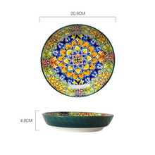 Bohemian Ceramic Tableware Rice Bowl & Small Dish Plate