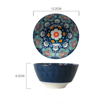 Bohemian Ceramic Tableware Rice Bowl & Small Dish Plate