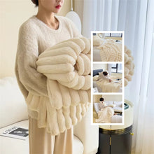 Soft Wind Bubble Velvet Blanket Warm Solid Rabbit Fur Blankets Double-sided