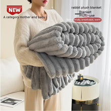 Soft Wind Bubble Velvet Blanket Warm Solid Rabbit Fur Blankets Double-sided