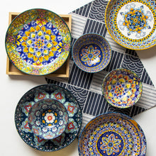 Bohemian Ceramic Tableware Rice Bowl & Small Dish Plate